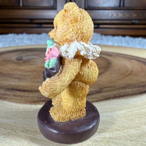 Vintage Painted Porcelain CONGRATS Bow and Rose Bear - Picture 3 of 7